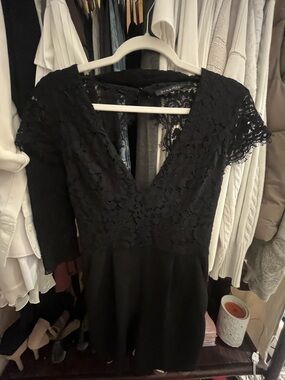 Dynamite Black Lace V-Neck Romper